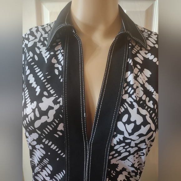 Cache women's size 6 black and white collared dress - Picture 2 of 6